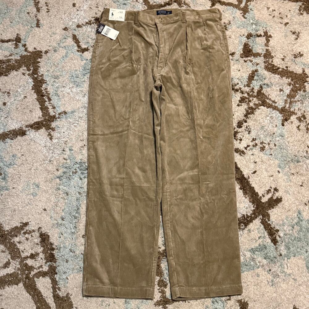 NWT Vintage Polo Ralph Lauren Corduroy Andrew Pant Size 40x30 Khaki Tan